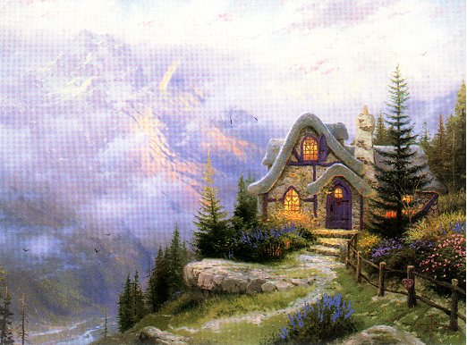 (image for) Handmade Oil painting for home canvas, oil painting framed canvas for living room Thomas Kinkade's painting, NO.88